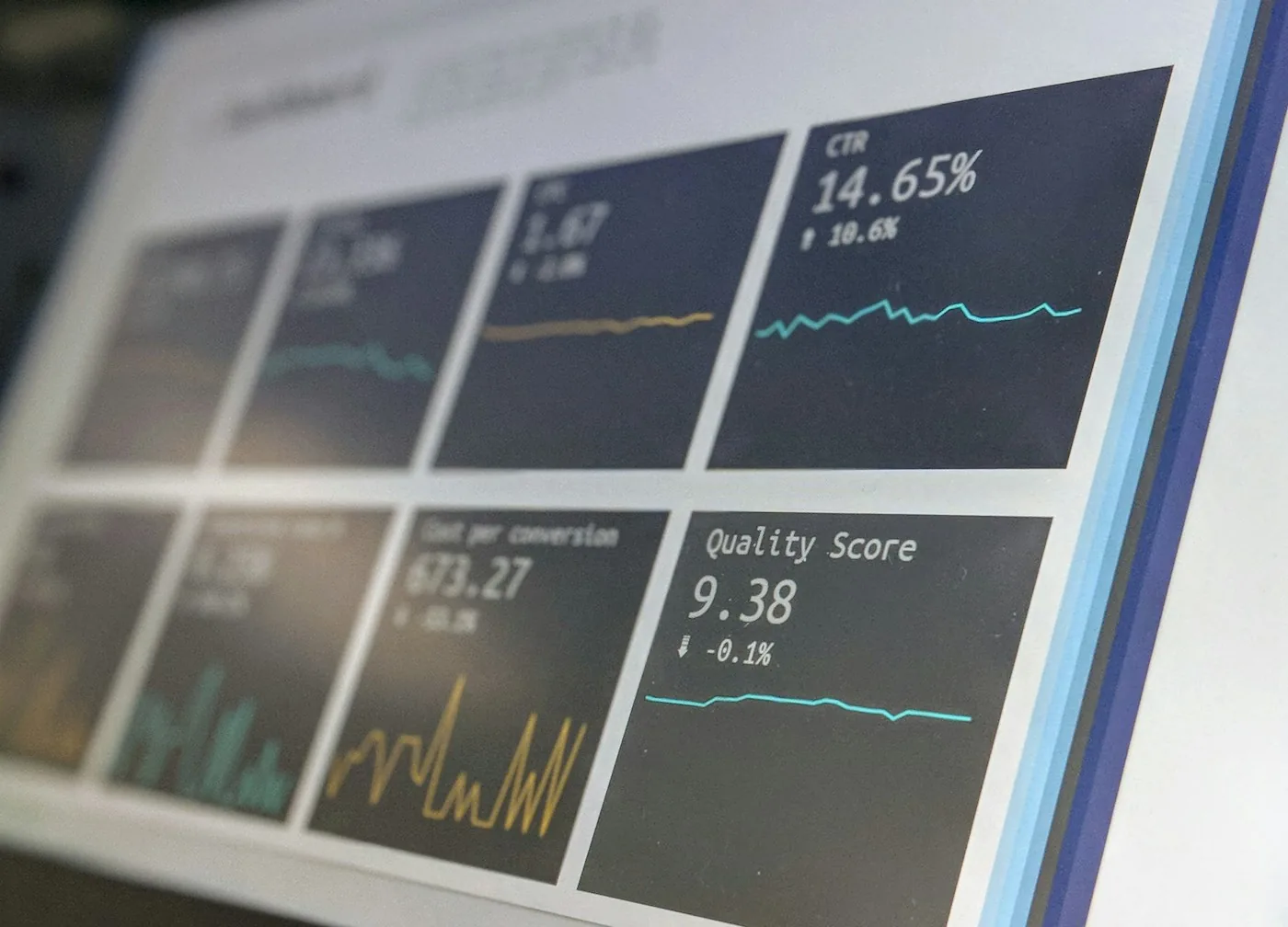 Operational metrics and charts on a monitoring display.