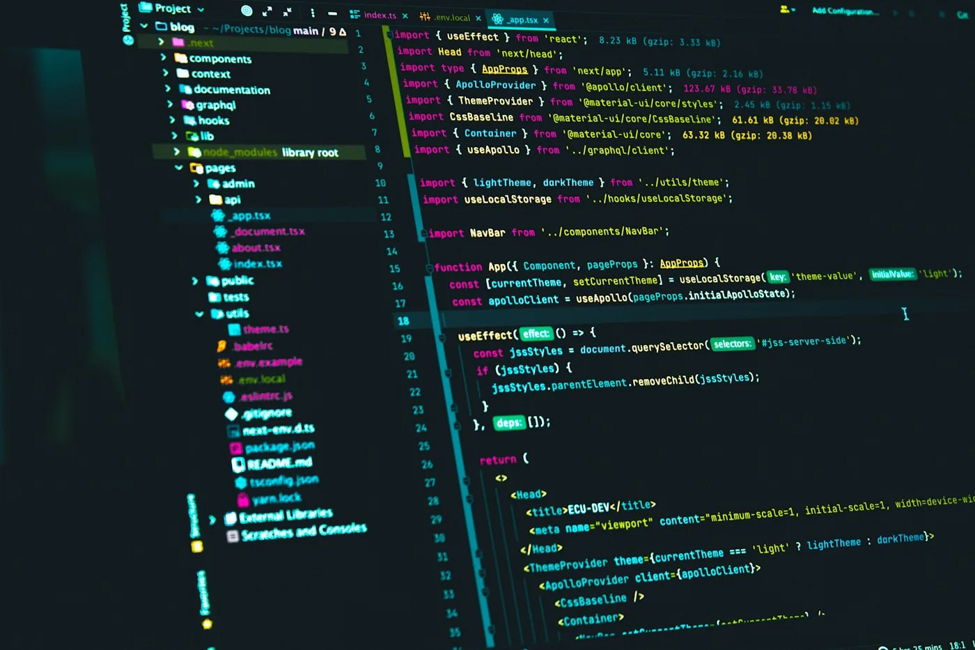 A code editor displaying application source files.