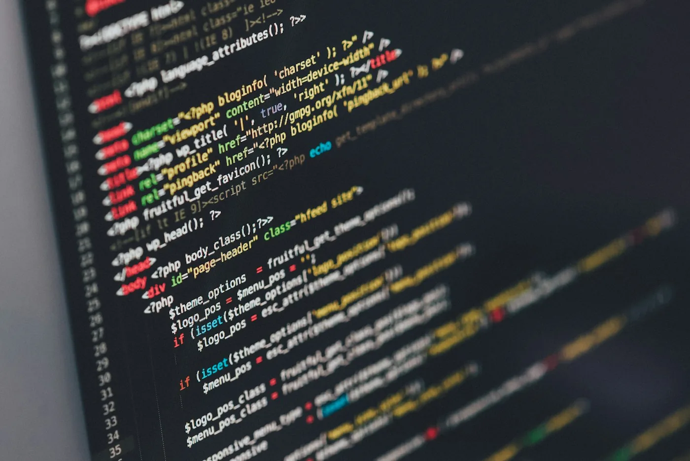 Programming code displayed on a monitor.